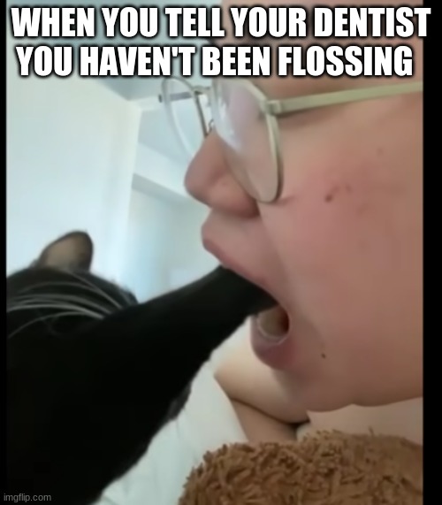 When you go to the dentist | WHEN YOU TELL YOUR DENTIST YOU HAVEN'T BEEN FLOSSING | image tagged in memes | made w/ Imgflip meme maker