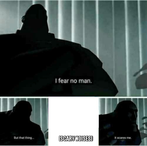 [scary noises] | [SCARY NOISES] | image tagged in i fear no man,memes | made w/ Imgflip meme maker