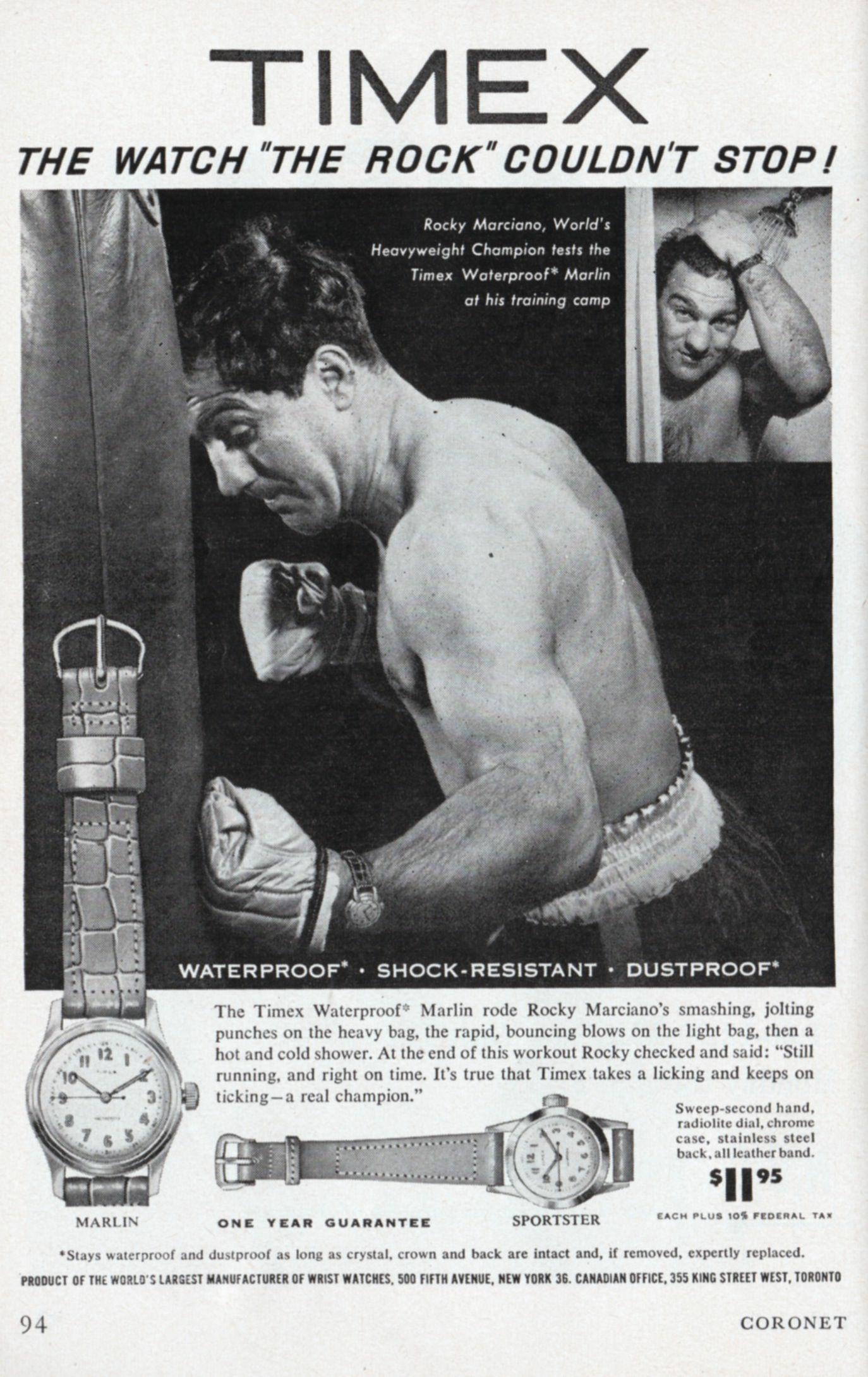 Timex ad old rocky marciano punching Blank Meme Template