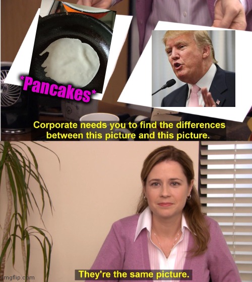 -All need cookies. | *Pancakes* | image tagged in memes,they're the same picture,donald trump approves,make up,do it again,trump wall | made w/ Imgflip meme maker