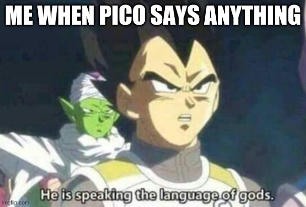 E | ME WHEN PICO SAYS ANYTHING | image tagged in he is speaking the language of gods,friday night funkin,fnf | made w/ Imgflip meme maker