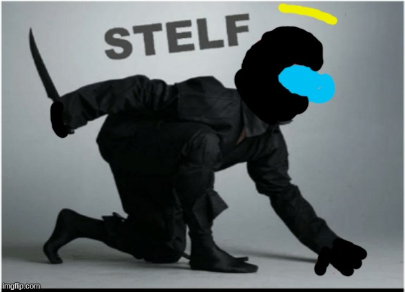 I pressed draw and edited stelf to Among Us. | image tagged in stelf,among us | made w/ Imgflip meme maker