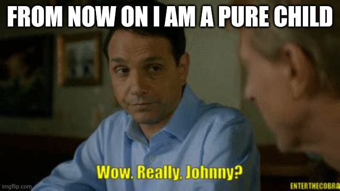 Really johnny? | FROM NOW ON I AM A PURE CHILD | image tagged in really johnny | made w/ Imgflip meme maker