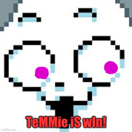 tEMMIE  | TeMMie iS wIn! | image tagged in temmie | made w/ Imgflip meme maker