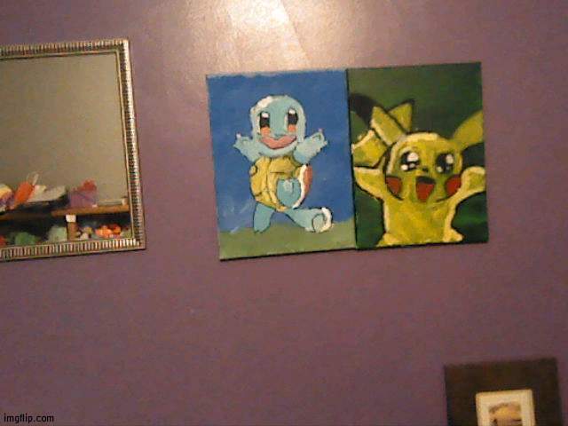 My two paintings side by side | image tagged in painting,pokemon | made w/ Imgflip meme maker
