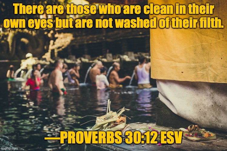 Whitewashed Tombs | There are those who are clean in their own eyes but are not washed of their filth. —PROVERBS 30:12 ESV | image tagged in unclean,impurity,filthiness,corruption,hypocrites | made w/ Imgflip meme maker
