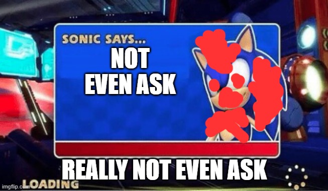Sonic Says | NOT EVEN ASK; REALLY NOT EVEN ASK | image tagged in sonic says | made w/ Imgflip meme maker