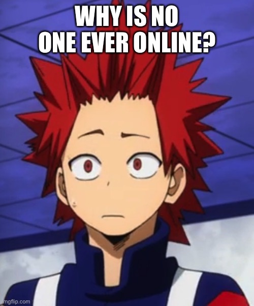 Why | WHY IS NO ONE EVER ONLINE? | image tagged in kirishima huh | made w/ Imgflip meme maker