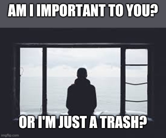 AM I IMPORTANT TO YOU? OR I'M JUST A TRASH? | made w/ Imgflip meme maker