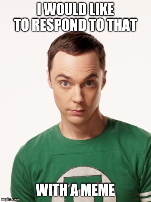 Respond with a meme | I WOULD LIKE TO RESPOND TO THAT; WITH A MEME | image tagged in sheldon cooper | made w/ Imgflip meme maker