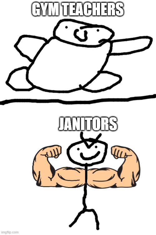 GYM TEACHERS; JANITORS | image tagged in blank white template | made w/ Imgflip meme maker