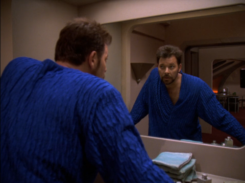 High Quality Riker Looking Into Mirror Blank Meme Template