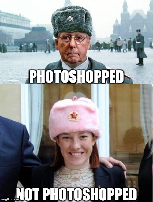 Spot the real commie? | PHOTOSHOPPED; NOT PHOTOSHOPPED | image tagged in moscow mitch,commie | made w/ Imgflip meme maker