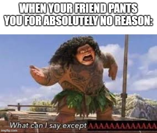 *Yelling Intensifies* | WHEN YOUR FRIEND PANTS YOU FOR ABSOLUTELY NO REASON: | image tagged in what can i say except aaaaaaaaaaa,memes | made w/ Imgflip meme maker