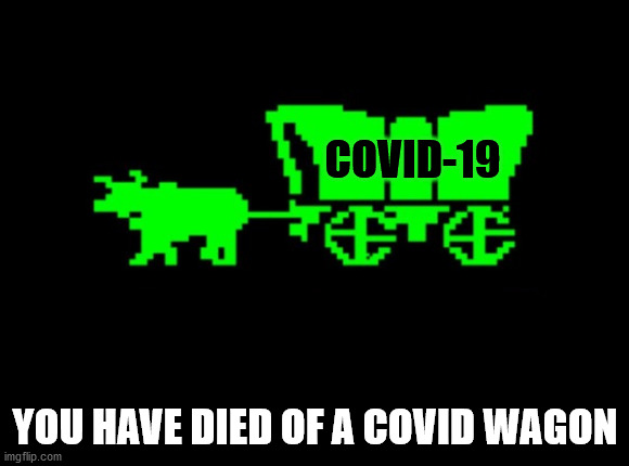 Oregon trail | COVID-19; YOU HAVE DIED OF A COVID WAGON | image tagged in oregon trail | made w/ Imgflip meme maker