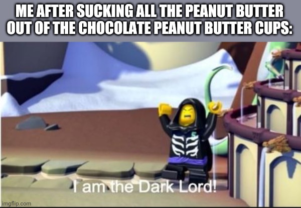 Lloyd | ME AFTER SUCKING ALL THE PEANUT BUTTER OUT OF THE CHOCOLATE PEANUT BUTTER CUPS: | image tagged in lloyd,ninjago,chocolate | made w/ Imgflip meme maker