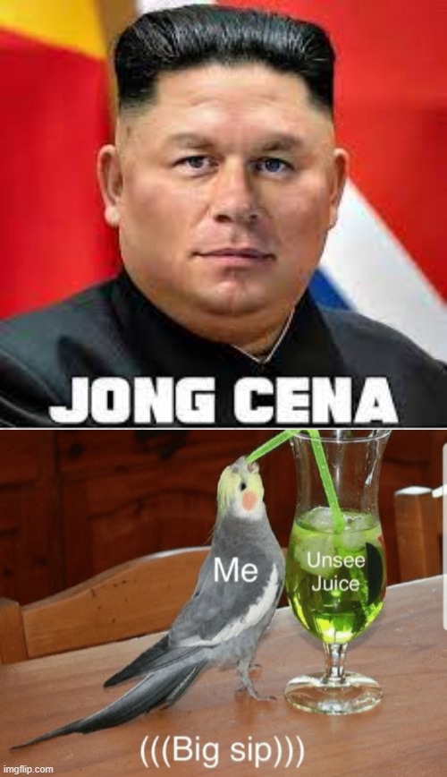 one of my older memes | image tagged in unsee juice,kim jong un,funny,cursed image | made w/ Imgflip meme maker