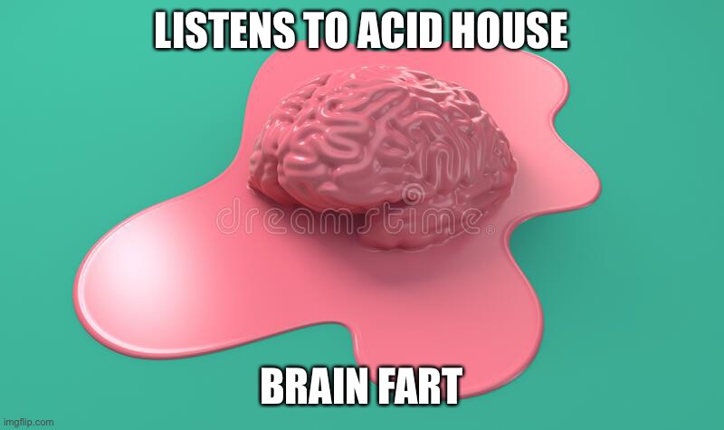 Just listening to acid | LISTENS TO ACID HOUSE; BRAIN FART | image tagged in funny,weird | made w/ Imgflip meme maker