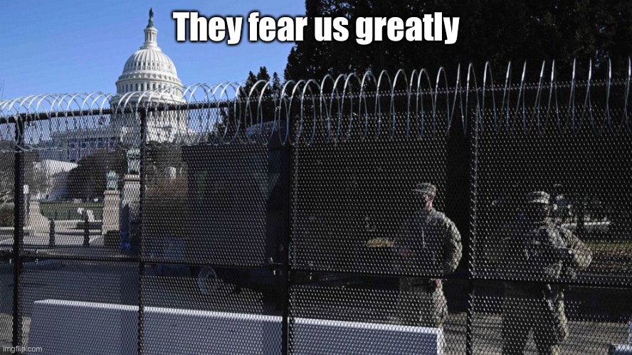 capitol fencing, wall | They fear us greatly | image tagged in capitol fencing wall | made w/ Imgflip meme maker