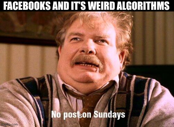 Facebook algorithms groups | FACEBOOKS AND IT’S WEIRD ALGORITHMS; s | image tagged in facebook,memes,harry potter,harry potter meme,vernon,algorithms | made w/ Imgflip meme maker