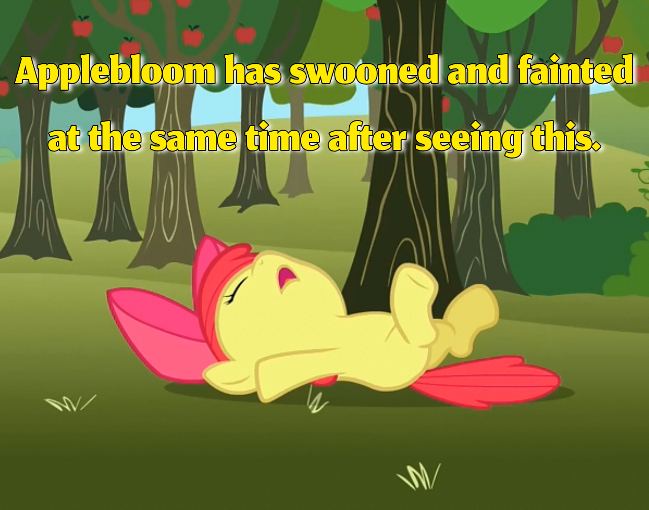 Applebloom has swooned and fainted at the same time Blank Meme Template
