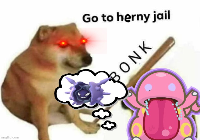 No Herny! | image tagged in go to horny jail,horny,jail,pokemon,lickitung | made w/ Imgflip meme maker