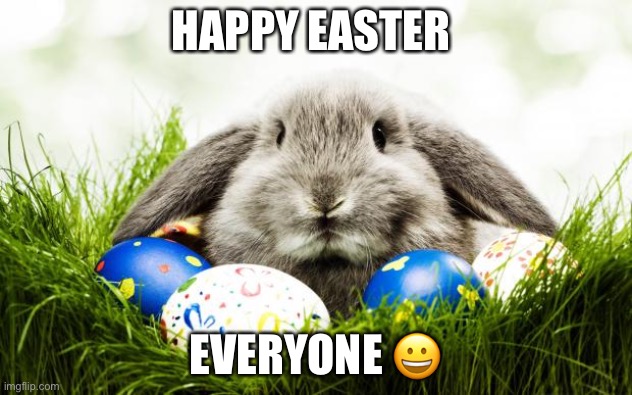 Happy Easter | HAPPY EASTER; EVERYONE 😀 | image tagged in easter bunny,easter,easter eggs | made w/ Imgflip meme maker