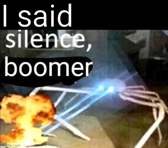 Silence, Boomer | I said | image tagged in silence boomer | made w/ Imgflip meme maker