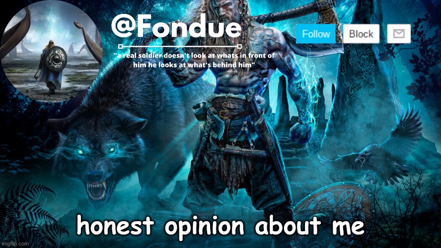 Fondue Viking Temp | honest opinion about me | image tagged in fondue viking temp | made w/ Imgflip meme maker