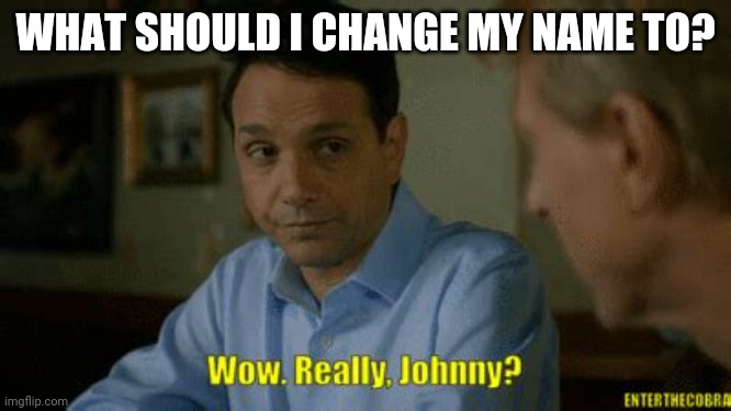 Really johnny? | WHAT SHOULD I CHANGE MY NAME TO? | image tagged in really johnny | made w/ Imgflip meme maker