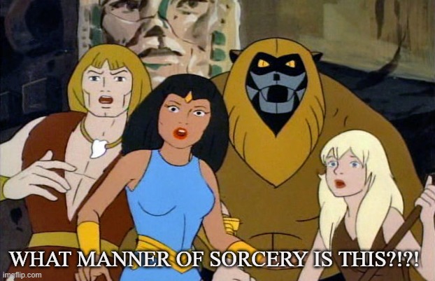 Thundarr | WHAT MANNER OF SORCERY IS THIS?!?! | image tagged in thundarr,sorcery,warrior,cartoon,superhero,barbarian | made w/ Imgflip meme maker