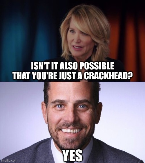 ISN'T IT ALSO POSSIBLE THAT YOU'RE JUST A CRACKHEAD? YES | image tagged in hunter biden | made w/ Imgflip meme maker