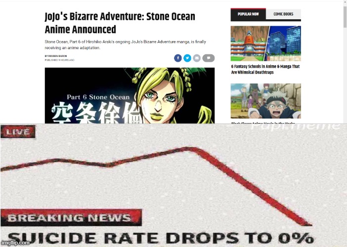 Do You Believe In Gravity? | image tagged in jojo's bizarre adventure,suicide rates drop | made w/ Imgflip meme maker