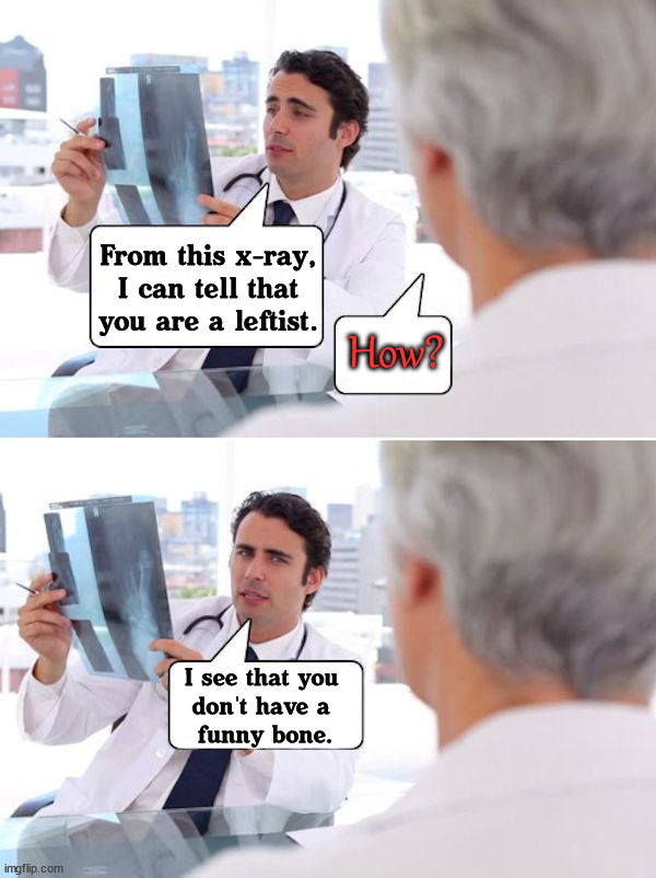 From this x-ray, I can tell that you are a leftist. How? I see that you 
don't have a 
funny bone. | image tagged in political meme | made w/ Imgflip meme maker
