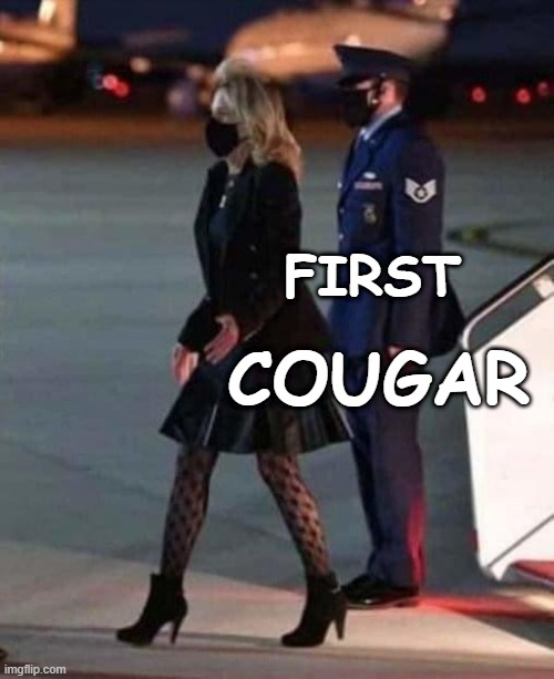 First COUGAR | COUGAR; FIRST | image tagged in politics,political meme,be like jill,joe biden,biden,cougar | made w/ Imgflip meme maker