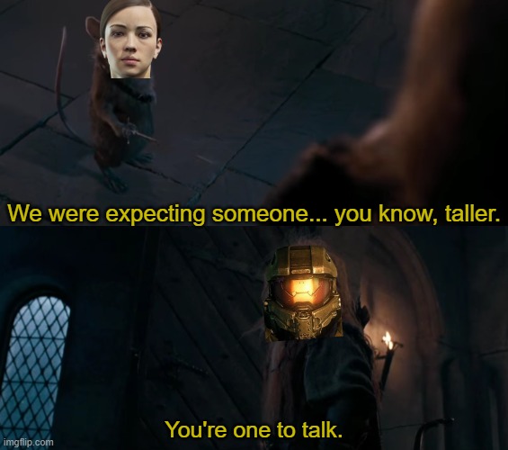 We were expecting someone... you know, taller. You're one to talk. | image tagged in halo,narnia | made w/ Imgflip meme maker