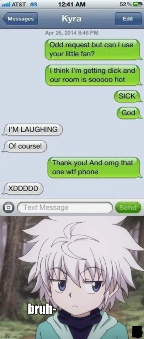 image tagged in young killua bruh- | made w/ Imgflip meme maker