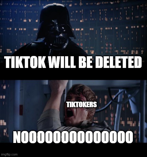 xD | TIKTOK WILL BE DELETED; TIKTOKERS; NOOOOOOOOOOOOOO | image tagged in memes,star wars no,funny | made w/ Imgflip meme maker