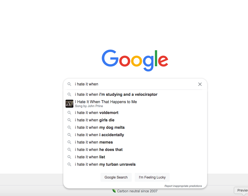 High Quality "i hate it when" google search Blank Meme Template