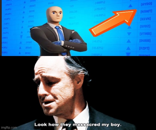 why would they do this | image tagged in look how they massacred my boy,fortnite stonks | made w/ Imgflip meme maker