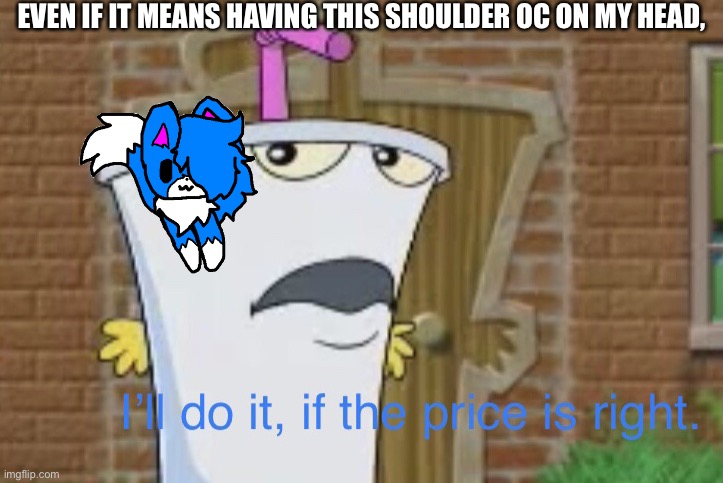 I’ll do it, if the price is right | EVEN IF IT MEANS HAVING THIS SHOULDER OC ON MY HEAD, | image tagged in i ll do it if the price is right | made w/ Imgflip meme maker