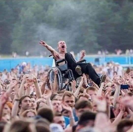 Wheelchair crowd surfing Blank Meme Template
