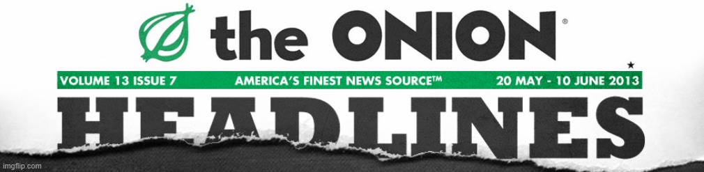 The onion headlines banner | image tagged in the onion headlines banner | made w/ Imgflip meme maker