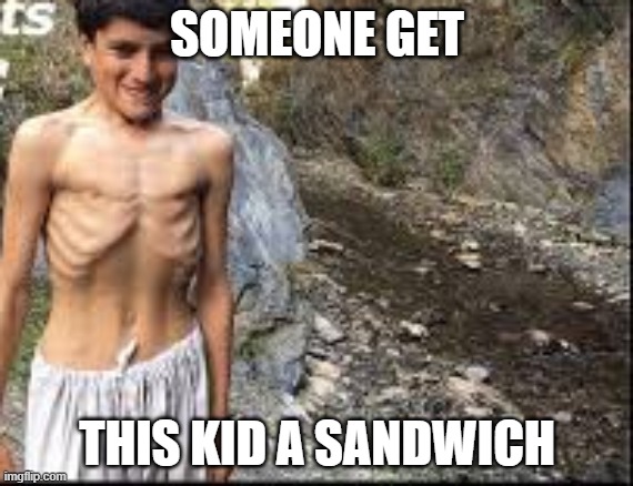 SOMEONE GET; THIS KID A SANDWICH | image tagged in bruh | made w/ Imgflip meme maker