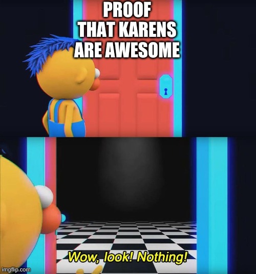 lol | PROOF THAT KARENS ARE AWESOME | image tagged in wow look nothing,karens,dhmis | made w/ Imgflip meme maker