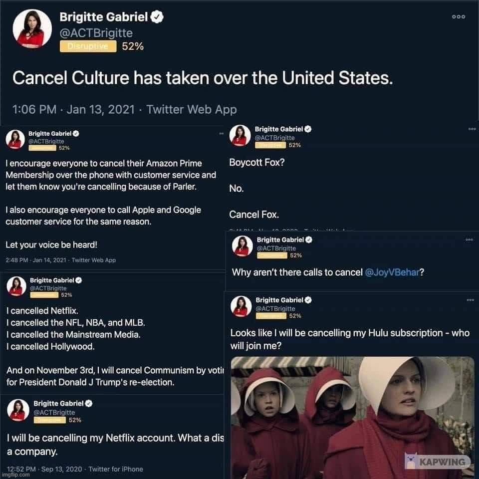 Cancel culture conservative hypocrisy | image tagged in cancel culture conservative hypocrisy | made w/ Imgflip meme maker