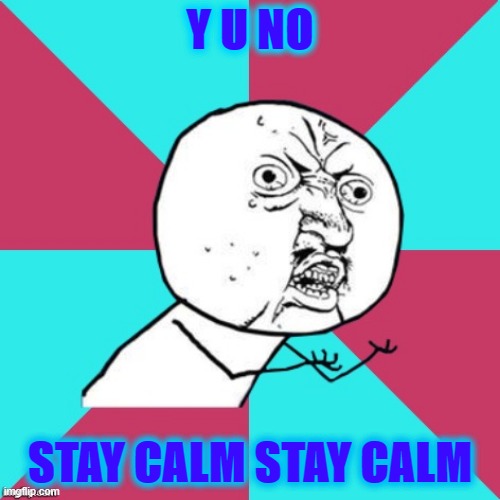 Y U No Staying calm | Y U NO; STAY CALM STAY CALM | image tagged in y u no music | made w/ Imgflip meme maker