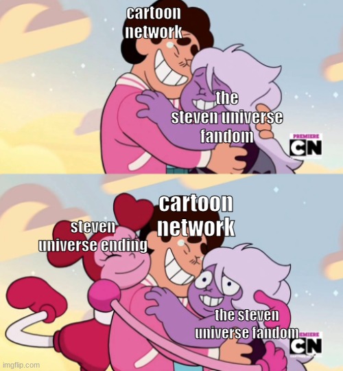 steven amethyst spinel hug | cartoon network; the steven universe fandom; cartoon network; steven universe ending; the steven universe fandom | image tagged in steven amethyst spinel hug | made w/ Imgflip meme maker