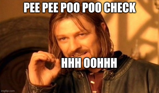 One Does Not Simply | PEE PEE POO POO CHECK; HHH OOHHH | image tagged in memes,one does not simply | made w/ Imgflip meme maker