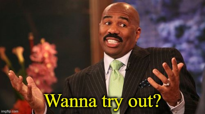 Wanna try out? | image tagged in memes,steve harvey | made w/ Imgflip meme maker